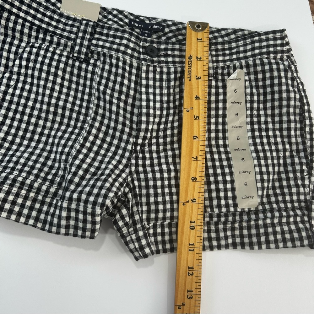 Gap Aubrey Shorts women’s size 6 gingham checkered black & white linen blend NEW - Picture 6 of 13